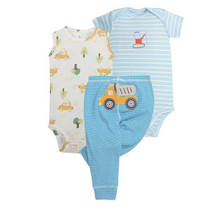 Set di <span class=keywords><strong>Abbigliamento</strong></span> Estivo per Neonati, Completo 3 Pezzi con Body, Pantaloni e Cardigan per Bambini e Bambine - Product Image 2