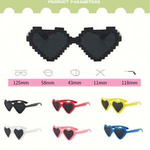 Gafas de Sol con Forma de Corazón para Mujer, Diseño Personalizado al por Mayor, Color Rojo y Rosa, Mosaico, para Niños - Product Image 3