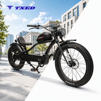 Vélo électrique TXED puissant, 26 pouces, 7 vitesses, pneus larges, 48V 500W, pour le tourisme