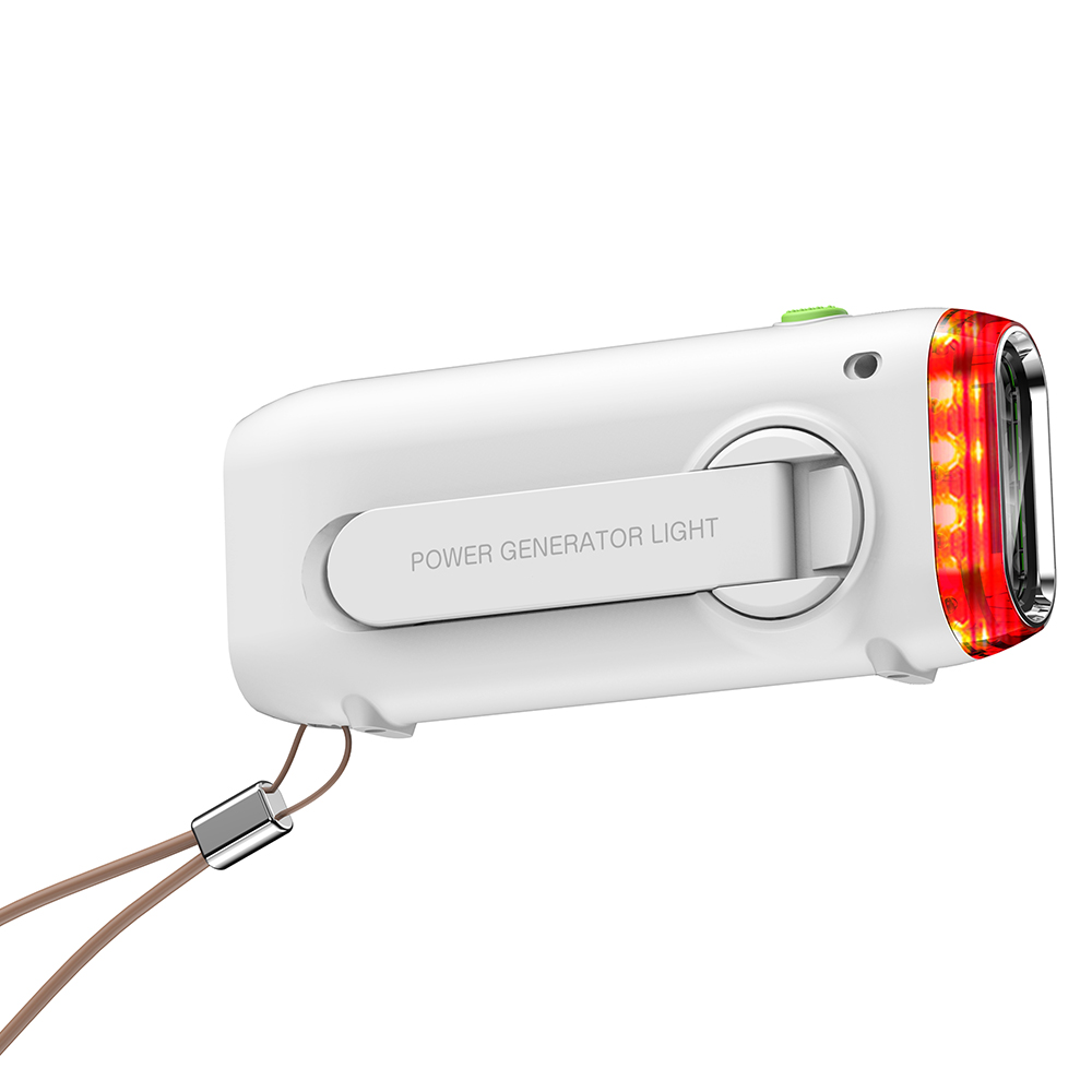 Portable Rechargeable Emergency Light Support Manual Power Generation Led Flashlight Power Bank For Phone Charging