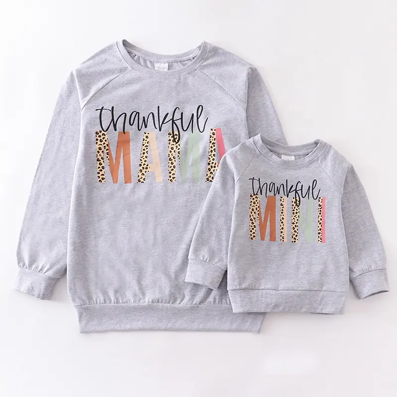 Girlymax 2022 fall thankful thanksgiving mommy and me o-neck long sleeve shirt pullover