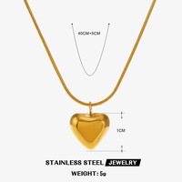 Collier clavicule en acier inoxydable Finetoo plaqué or 18 carats PVD, pendentif cœur de luxe, colliers pour femmes, cadeau de bijoux