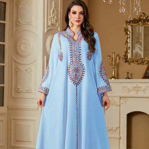 Robe brodée musulmane pour femmes, abaya, robe longue de fête, caftan, robe jalabiya, Ramadan, Maroc, Dubaï, 2025, vestidos largos - Product Image 1