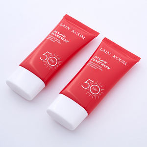 Tubo Exprimible Ovalado de Plástico Rojo Suave para Protector Solar, Envase Cosmético con Serigrafía, Color Personalizado, Herramientas de Maquillaje - Product Image 4