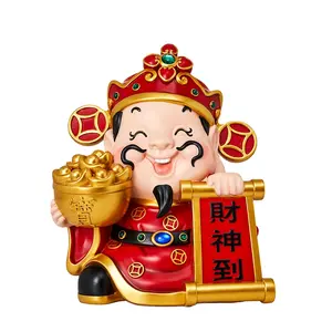 Large-size God of Wealth Lucky Decorations Resin Living Room Cartoon Home Feng Shui Figurine Pictures Show Mascot MAKEINKK