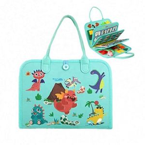 Tablero de Actividades 8 en 1 de Fieltro con Diseño de Dinosaurio, Juguetes Montessori para Niños Pequeños, Libro Sensorial de Fieltro para Educación Temprana - Product Image 1