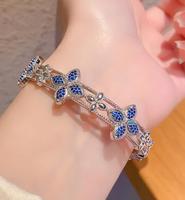 Bracelet à breloques de trèfle à quatre feuilles coloré pour femmes bijoux en Zircon plaqué or-cadeau d'anniversaire haut de gamme de niche de luxe léger