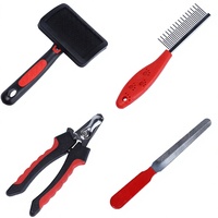 Kit de toilettage pour chien quatre pièces : peigne, brosse, coupe-ongles, lime – Ensemble d'entretien manuel pour l'été