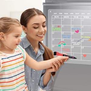 Calendrier magnétique en acrylique pour réfrigérateur, mensuel et <span class=keywords><strong>hebdomadaire</strong></span>, lot de 2, pour mur, tableau blanc effaçable à sec réutilisable - Product Image 5