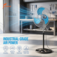 Ventilateur industriel durable de 18 pouces 3-en-1 avec pales en plastique/métal, débit d'air élevé, ventilateur sur pied, mural, avec base robuste