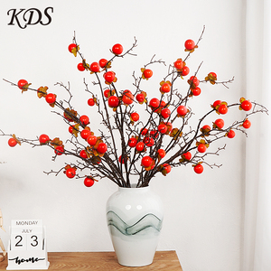Tige de kaki artificielle 80 cm, texture réaliste, branche de kaki rouge pour la décoration de Noël et du Nouvel An chinois - Product Image 4