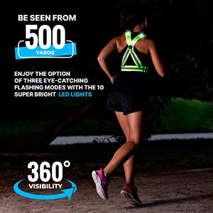 <span class=keywords><strong>Gilet</strong></span> de sécurité <span class=keywords><strong>réfléchissant</strong></span> LINLI haute visibilité pour vélo électrique/<span class=keywords><strong>trottinette</strong></span> avec 10 lampes LED, clignotant LED, classe ANSI, batterie 800 mAh - Product Image 2
