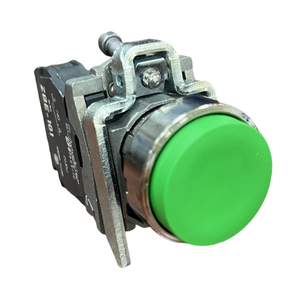 สวิตช์กดแบบกดปุ่มเดียว ขนาด 22 มม. สีเขียว แบบสปริงรีเทิร์น 10A 660V แบบเบรกช้า สีเงิน 1NO XB4BL31 สวิตช์เลือกแบบ 3 ทาง ยี่ห้อ Schneide - Product Image 1