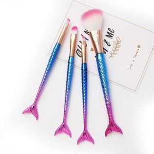 ชุดแปรงแต่งหน้าไนลอน 4 ชิ้น รุ่น Gradient Mermaid พร้อมแปรงปัดแก้มและแปรงอายแชโดว์ แบบพกพา สำหรับผู้เริ่มต้น - Product Image 1