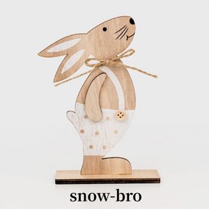 DAMAI Wooden Bunny Centerpiece Tabletop <b>Ornaments</b> in White & Pink, Ideal for <b>Easter</b> Party Decorations - Product Image 5