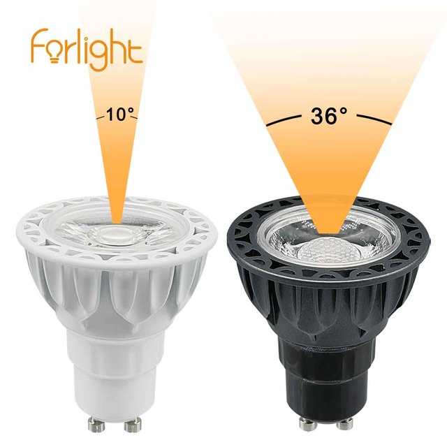 GU10 Dimmable 10 Degree Beam Angle Ceiling Lights Aluminium GU10 Trailing Edge Dimming LED Bulb CRI 90 with COB Chips