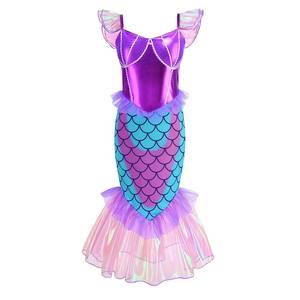 Disfraz de Ariel para Niñas, Estilo Nuevo, Vestido de Sirena con Mangas de Volantes, para Halloween, Disfraz de Fantasía - Product Image 2