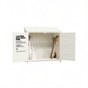 Solid Wood Fir Garden Shed White <b>Storage</b> Outdoor <b>Tool</b> <b>Storage</b> Garden Shed - Product Image 1