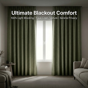 Ткань для штор с эффектом льна, полностью светонепроницаемая, 100% полиэстер, плотная, ширина 280 см, для отелей и гостиных - Product Image 1