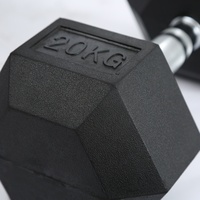 GYMKO Haltères hexagonaux en fonte noirs avec revêtement en caoutchouc pour fitness