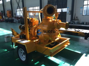 Pompe à eaux usées et à déchets auto-amorçante populaire, mobile, motorisée, avec remorque à 2/4 roues - Product Image 3