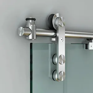 High quality 2023 Stainless Steel Front Mounting Sliding Barn Door Hardware for 8mm to 12mm Glass