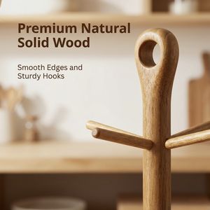 Soporte para Tazas de Café con Base Más Gruesa, Estante de Madera para Tazas, Soporte para Tazas de Café para Mostrador, Soporte para Tazas de Café con 8 Ganchos - Product Image 4