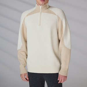 Fabricant de tricots sur mesure, pull de haute qualité, automne-hiver, manches longues, col zippé, pull en laine tricoté pour homme - Product Image 1