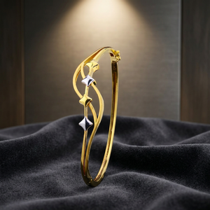 Elegant Dual Tone Gold Plated <b>Beaded</b> <b>Bracelet</b> for Women with Sleek Wave Pattern and Trendy Style by KINNOVA JEWELS - Product Image 2