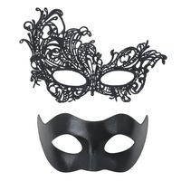 Masque de mascarade pour couple, femmes et hommes, brillant, vénitien, fête d'Halloween, bal, dentelle, masque chinois