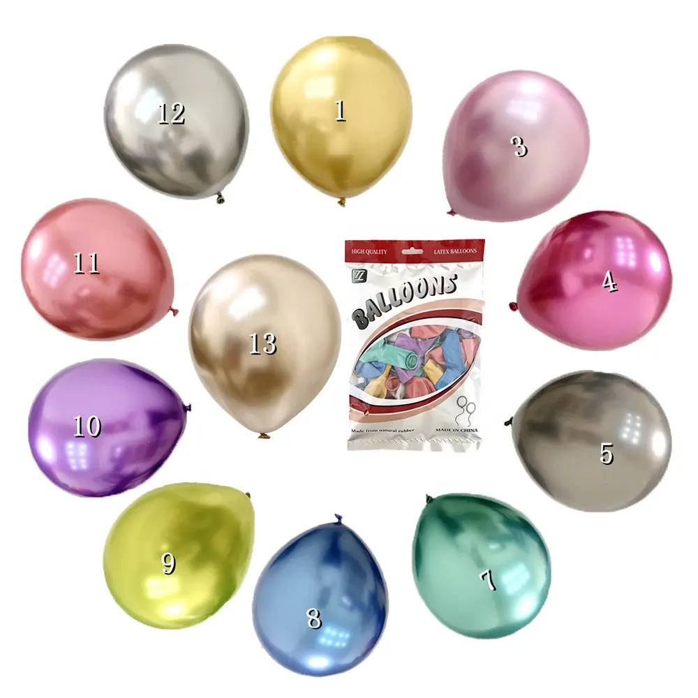 Ballons en Latex de couleur Chrome métallique, 12 pouces, 50 pièces, argent, Rose, rouge, décoration de fête brillante, vente en gros, nouvelle collection