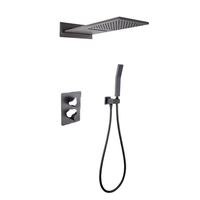 Ensemble de douche thermostatique dissimulé en laiton céramique, avec pommeau de douche supérieur cascade carré, mitigeur moderne haut de gamme pour hôtel et villa