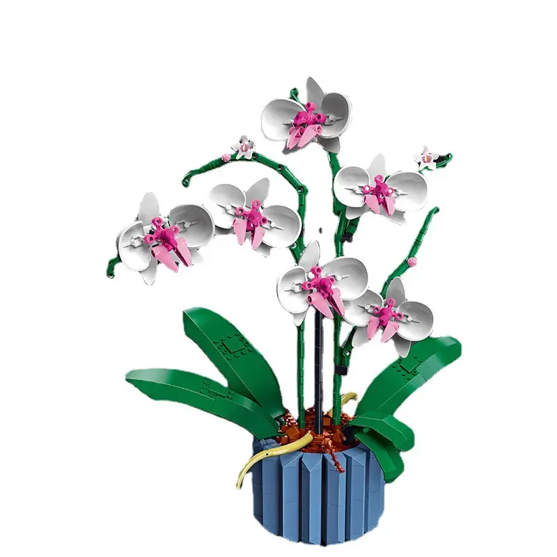 Model tanaman bonsai anggrek kupu-kupu bunga 10113 dekorasi kreatif blok bangunan mainan plastik hadiah untuk anak-anak laki-laki perempuan