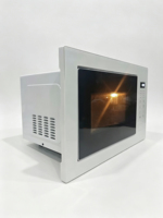 Horno Microondas Integrado Moderno de Gran Capacidad para Cocina, Pantalla Digital de Vidrio Blanco, Fácil de Limpiar, Interior de Acero Inoxidable