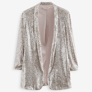 Veste Blazer à Paillettes à Manches Plissées à Ouverture Devant Personnalisée pour Femmes - Product Image 4