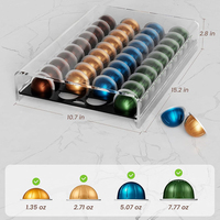 Organisateur de capsules de café en acrylique personnalisé pour 40 capsules - Présentoir de capsules en acrylique pour bureau