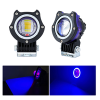 Phare LED de moto Owl Design à double faisceau blanc et jaune, avec yeux d'ange et de démon DRL, étanche IP67, 9-30V 40W, lumière auxiliaire
