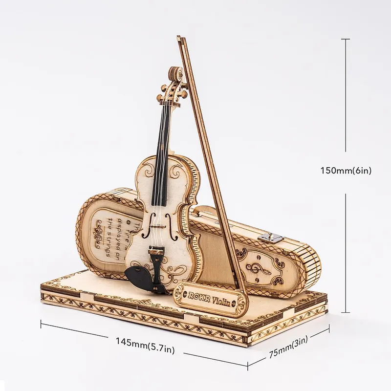 Robotime Rokr DIY Assemble Toys TG604K Violin Capriccio Model Kits Wooden 3D Puzzles For Adults