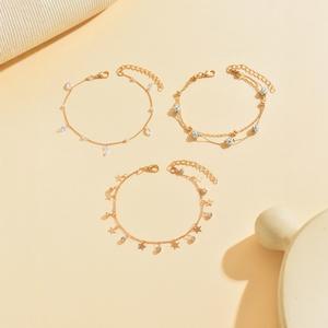 Adornos de fútbol para mujer Europa/Estados Unidos, tobillera de playa de verano transfronteriza, colgante de estrella multicapa, tobillera de diamantes de imitación - Product Image 3