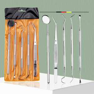 Stainless Steel Oral Hygiene <b>Tool</b> <b>Kit</b> 5Pcs Dental Mirror Probe Tweezers Plaque Tartar Remover For Home Teeth Care - Product Image 1