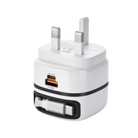 Cargador de Pared Retráctil 3 en 1 con Enchufe de 3 Pines para Reino Unido, Adaptador de Carga Rápida Tipo C de 65W con Cable, Venta al Por Mayor Personalizada