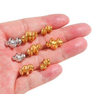 Twisted Spiral Beads 12*8mm | 18K PVD Gold Plated Stainless Steel Irregular <b>Spacer</b> for DIY Bracelet Necklace Jewelry Making - Product Image 4