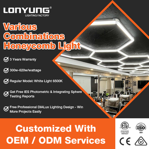 โคมไฟเพดานหกเหลี่ยม LED สำหรับโรงรถ <span class=keywords><strong>ตู้</strong></span>เก็บของ ห้องออกกำลังกาย ร้านเสริมสวย สตูดิโอ <span class=keywords><strong>ไฟ</strong></span>ส่องสว่างสำหรับงานละเอียด - Product Image 3