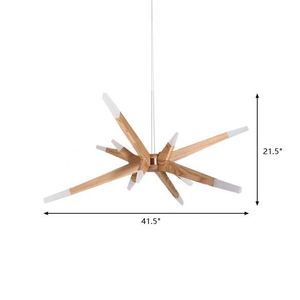 Hiện đại 12-ánh sáng Acrylic LED trần Mặt dây chuyền Đèn chùm với bóng gỗ - Product Image 3