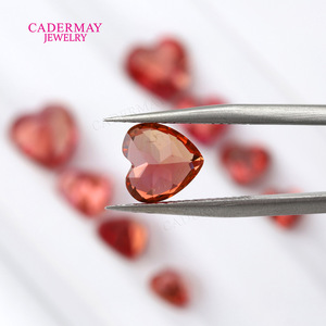Cadermay Heart Shape Orange Red Zircon Loose Gemstones For Jewelry Making - Product Image 3