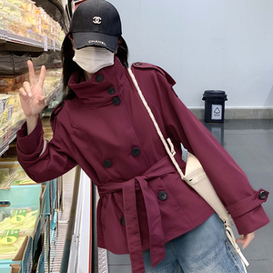 Veste coupe-vent élégante à manches longues avec boucle à la taille pour <span class=keywords><strong>femme</strong></span>, veste polyvalente à bretelles pour <span class=keywords><strong>femme</strong></span>, vente en gros, MOQ 1 - Product Image 4