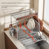 Nouvelle étagère de rangement pour bols et vaisselle de cuisine multifonctionnelle rétractable de type debout en métal de simplicité moderne non pliable
