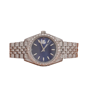 Montre de luxe en moissanite avec bracelet blanc, cadran bleu, style mariage et soirée, montre-bracelet de mode haut de gamme pour homme - Product Image 3