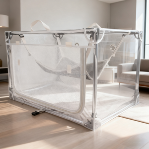 Taşınabilir şeffaf PVC Pet kedi köpek katlanabilir taşıma kutusu kafesleri hayvan kafesleri Pet seyahat taşıyıcısı - Product Image 5