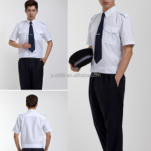 Profesyonel işlemeli özel logo düğme up erkek gömlek kısa kollu iş üniforma beyaz güvenlik görevlisi kıyafet ile pantolon - Product Image 5